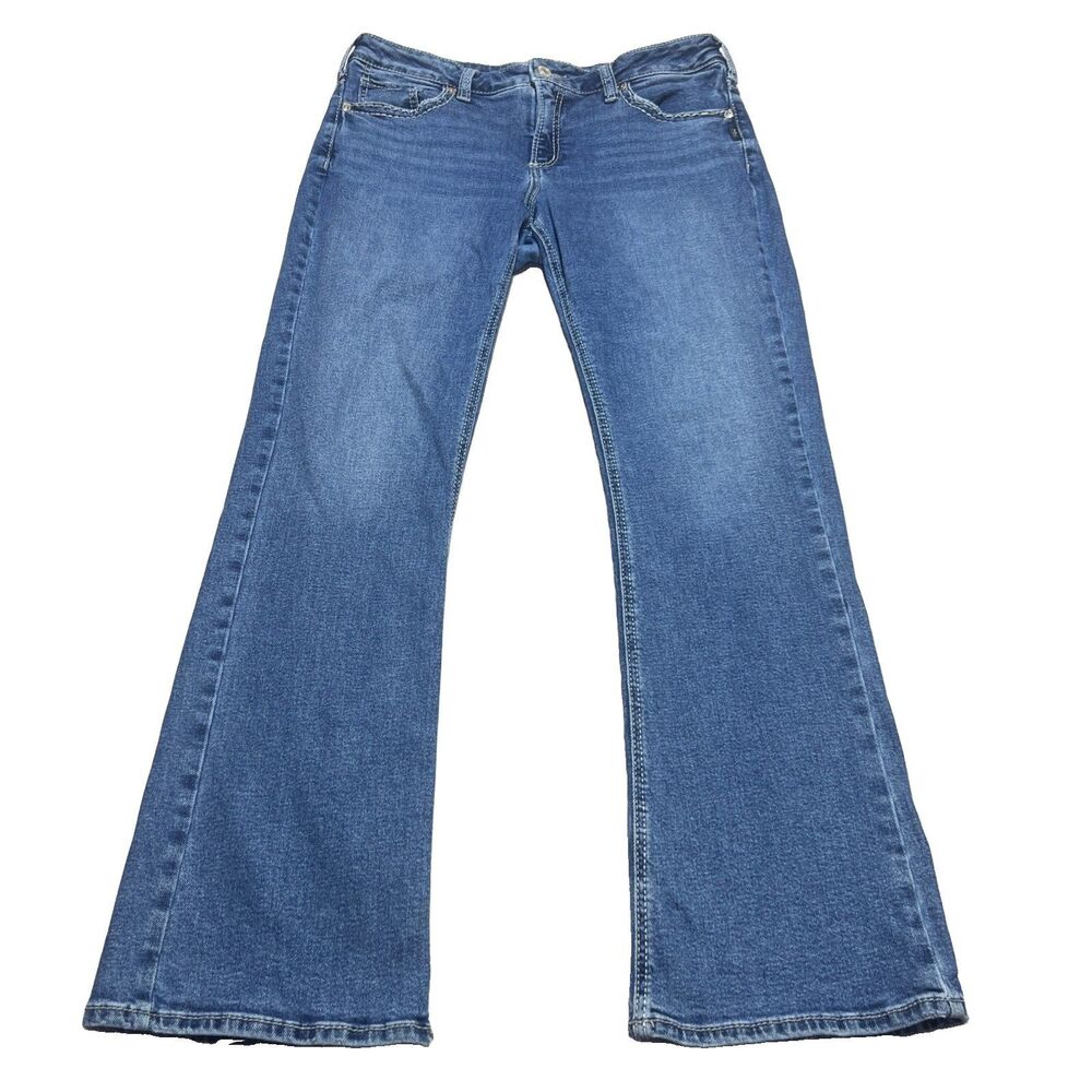 Silver Jeans Womens 32x33 Elyse Slim Boot Cut Medium Wash Blue